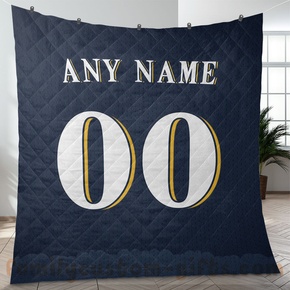 Custom Premium Quilt Blanket Milwaukee Jersey Baseball Personalized Quilt Gifts for Her & Him