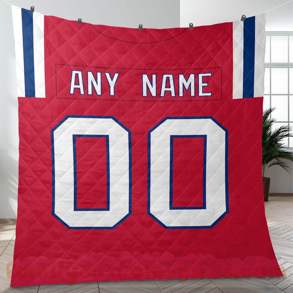 Custom Premium Quilt Blanket New England Jersey American Football Personalized Quilt Gifts for Her & Him