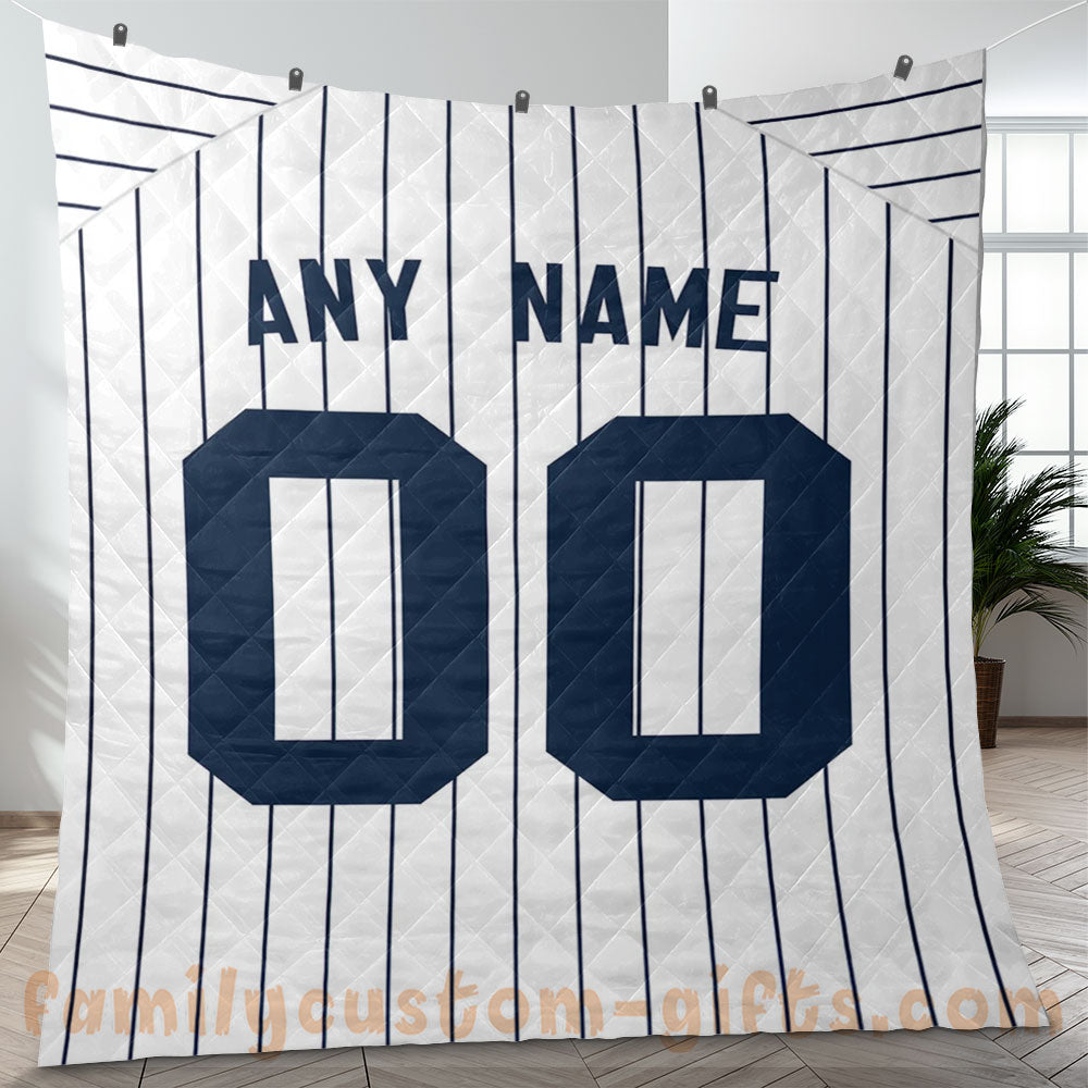 Custom Premium Quilt Blanket New York Jersey Baseball Personalized Quilt Gifts for Her & Him