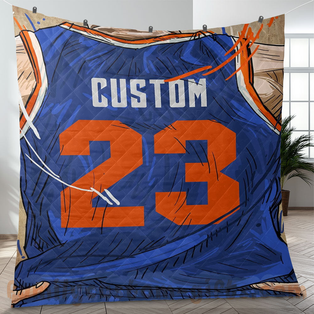 Custom Premium Quilt Blanket New York Jersey Basketball Personalized Quilt Gifts for Her & Him