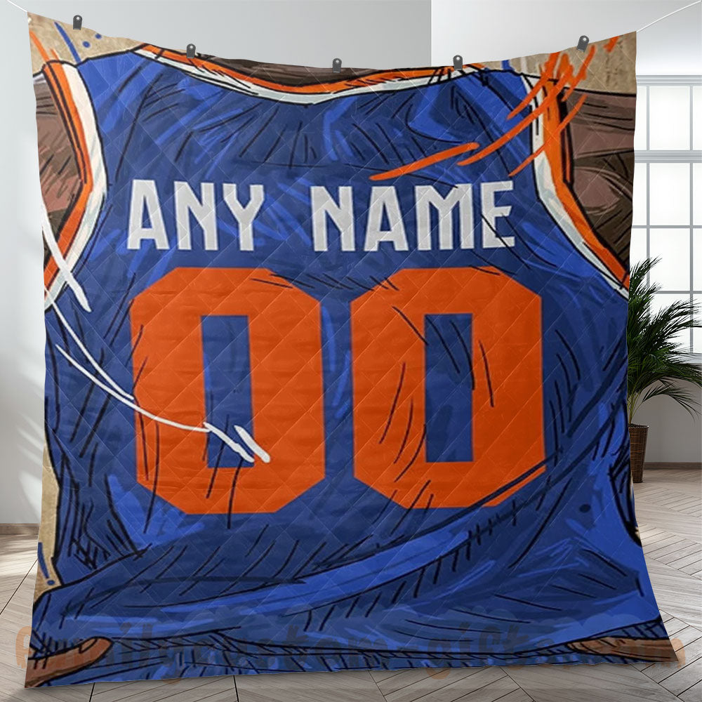 Custom Premium Quilt Blanket New York Jersey Basketball Personalized Quilt Gifts for Her & Him