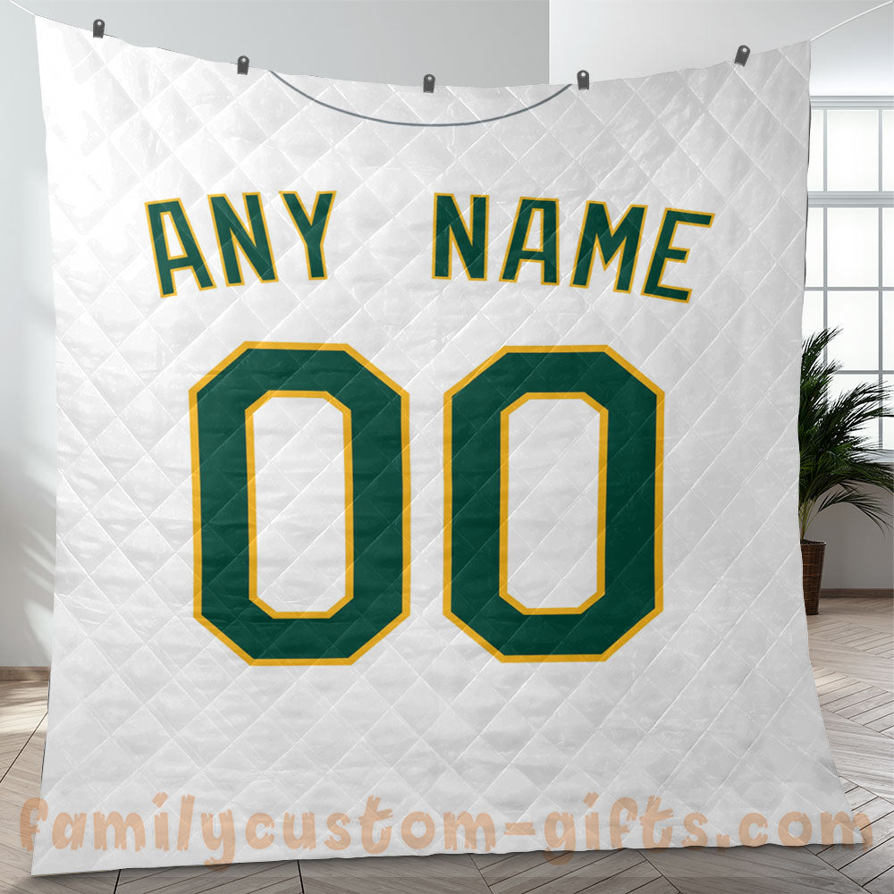 Custom Premium Quilt Blanket Oakland Jersey Baseball Personalized Quilt Gifts for Her & Him