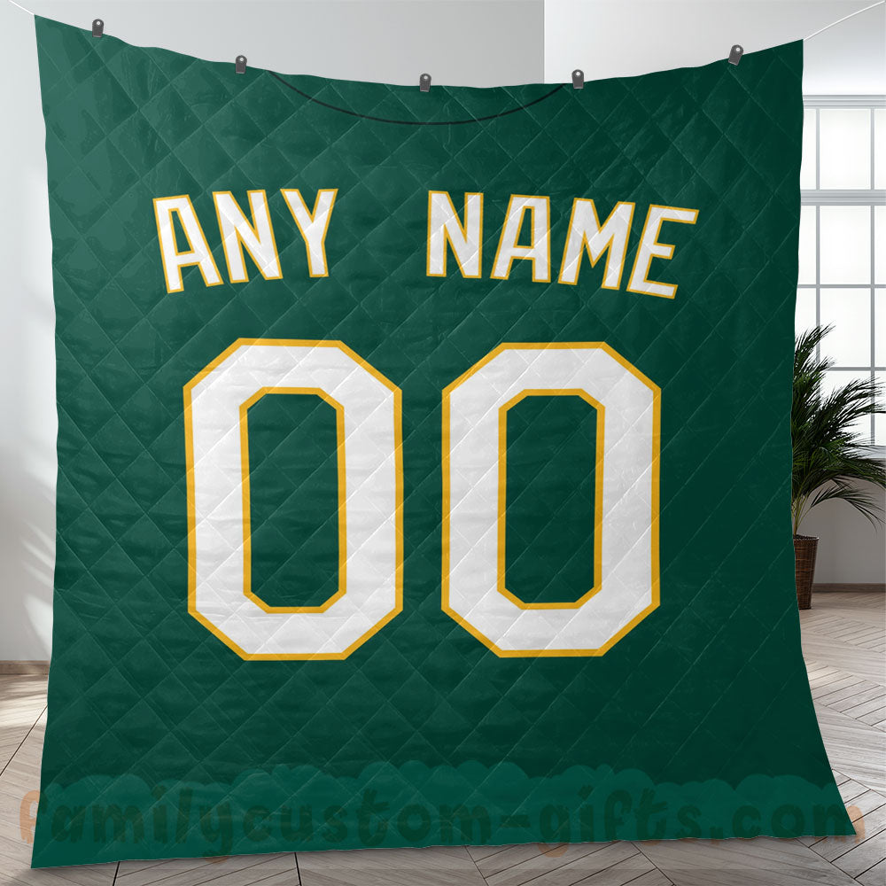 Custom Premium Quilt Blanket Oakland Jersey Baseball Personalized Quilt Gifts for Her & Him