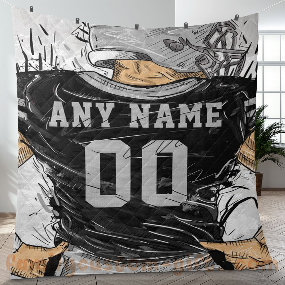 Custom Premium Quilt Blanket Oakland Jersey American Football Personalized Quilt Gifts for Her & Him