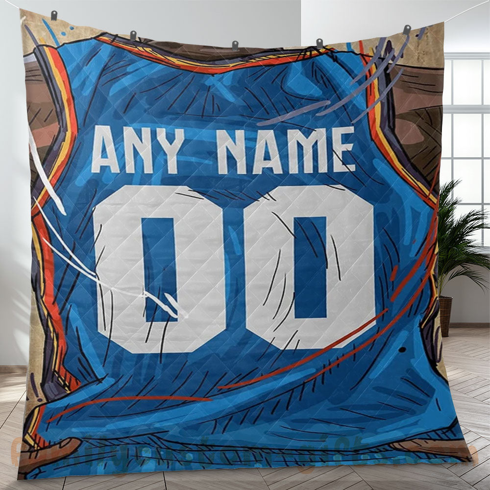 Custom Premium Quilt Blanket Oklahoma City Jersey Basketball Personalized Quilt Gifts for Her & Him