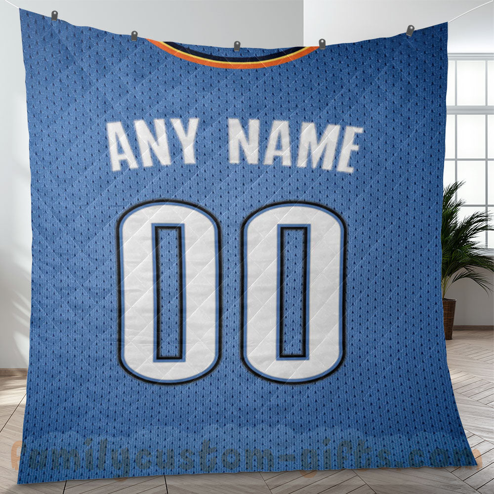 Custom Premium Quilt Blanket Oklahoma City Jersey Basketball Personalized Quilt Gifts for Her & Him