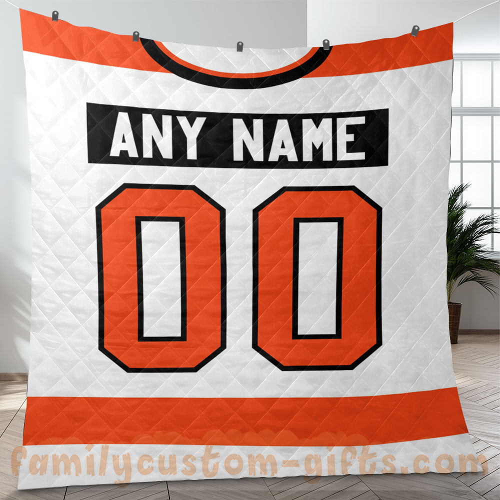 Custom Premium Quilt Blanket Philadelphia Jersey Ice Hockey Personalized Quilt Gifts for Her & Him