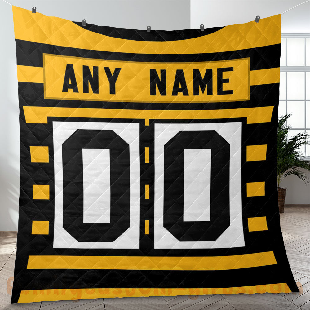 Custom Premium Quilt Blanket Pittsburgh Jersey American Football Personalized Quilt Gifts for Her & Him