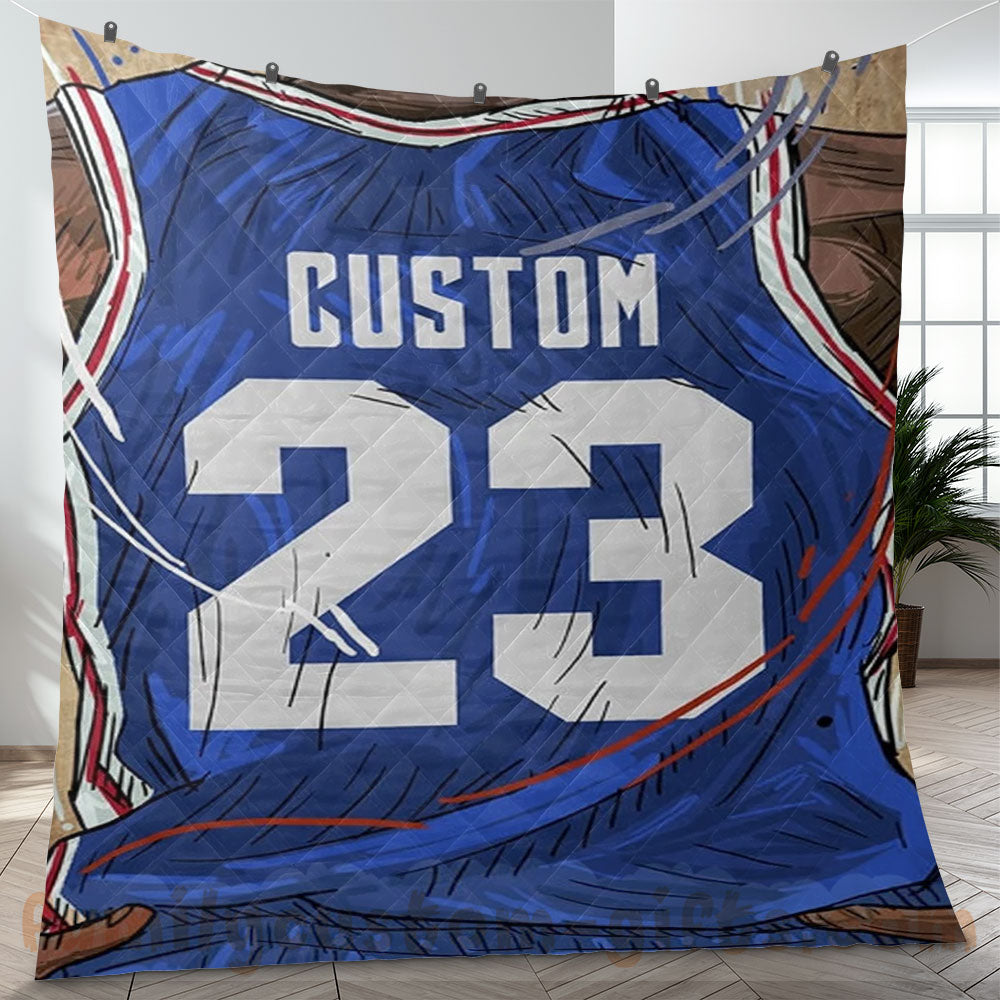 Custom Premium Quilt Blanket Philadelphia Jersey Basketball Personalized Quilt Gifts for Her & Him