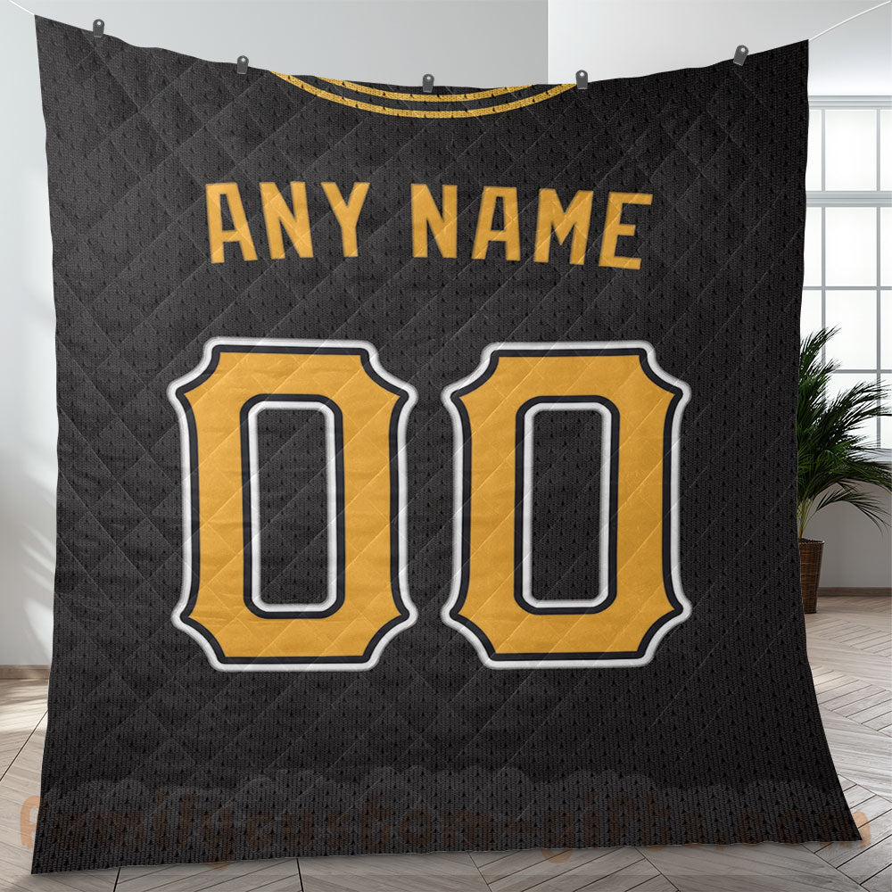 Custom Premium Quilt Blanket Pittsburgh Jersey Baseball Personalized Quilt Gifts for Her & Him