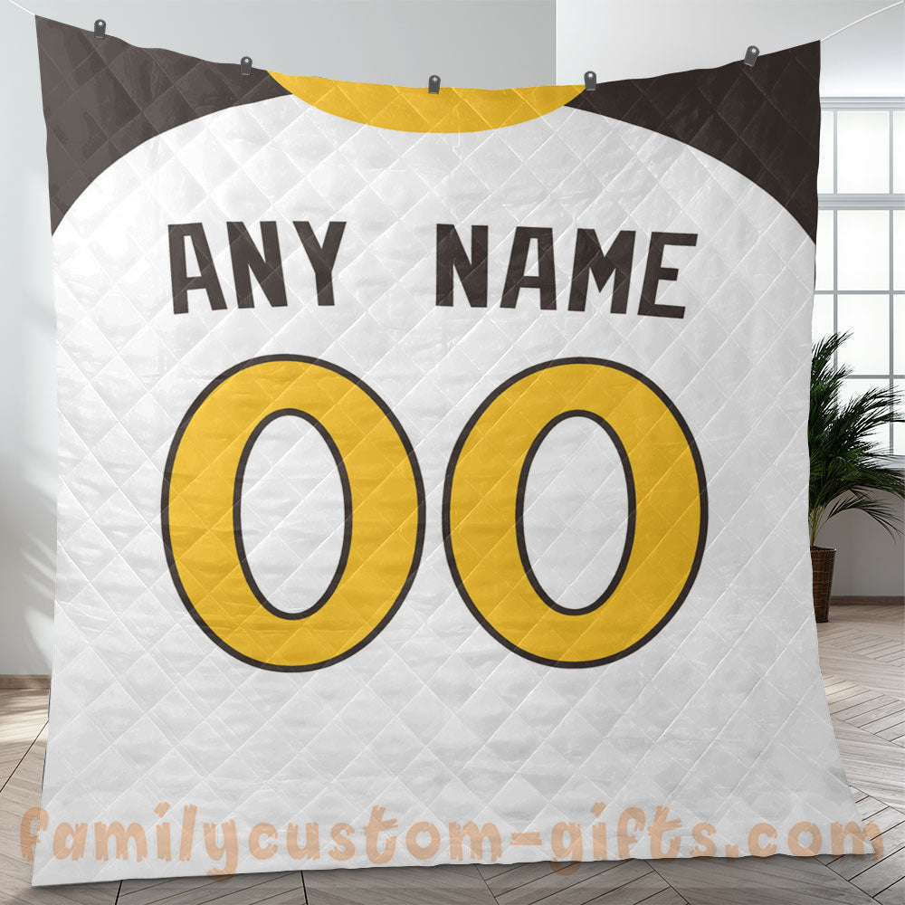 Custom Premium Quilt Blanket San Diego Jersey Baseball Personalized Quilt Gifts for Her & Him