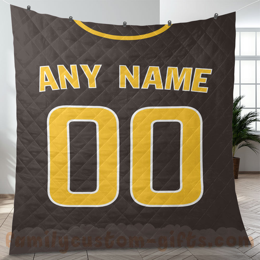 Custom Premium Quilt Blanket San Diego Jersey Baseball Personalized Quilt Gifts for Her & Him