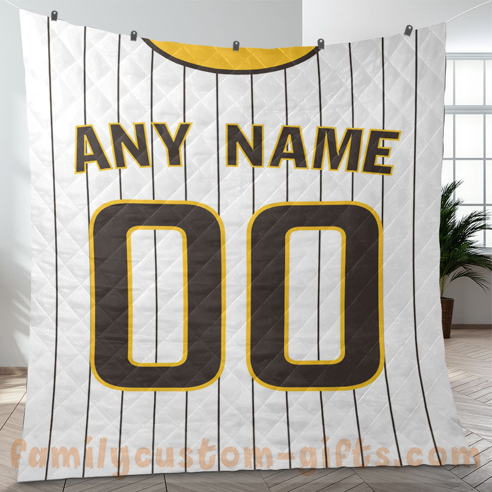 Custom Premium Quilt Blanket San Diego Jersey Baseball Personalized Quilt Gifts for Her & Him