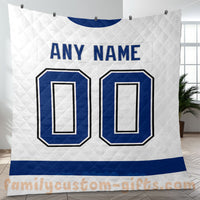 Thumbnail for Custom Premium Quilt Blanket Tampa Bay Jersey Ice Hockey Personalized Quilt Gifts for Her & Him