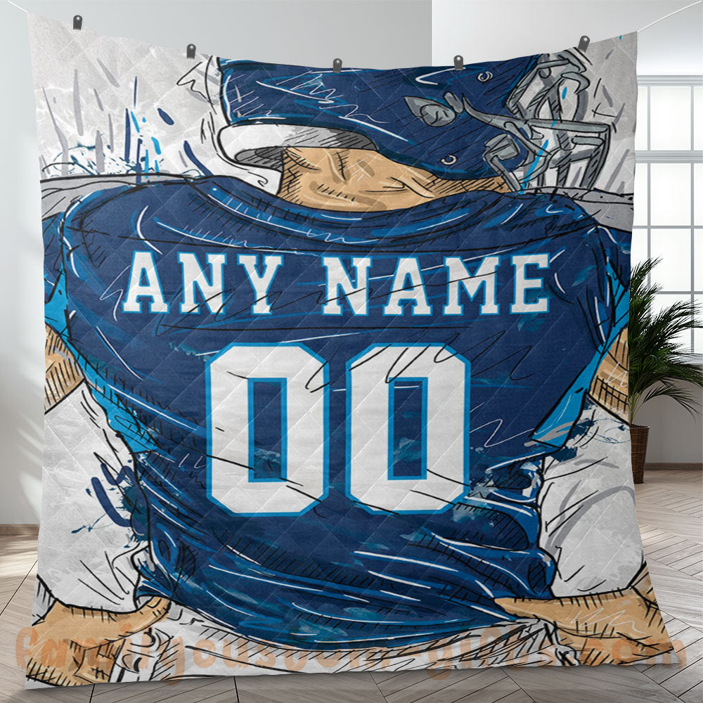 Custom Premium Quilt Blanket Tennessee Jersey American Football Personalized Quilt Gifts for Her & Him
