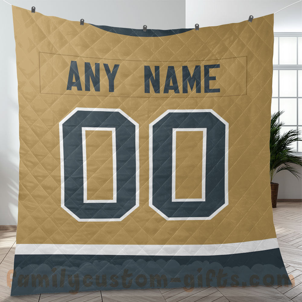 Custom Premium Quilt Blanket Vegas Jersey Ice Hockey Personalized Quilt Gifts for Her & Him