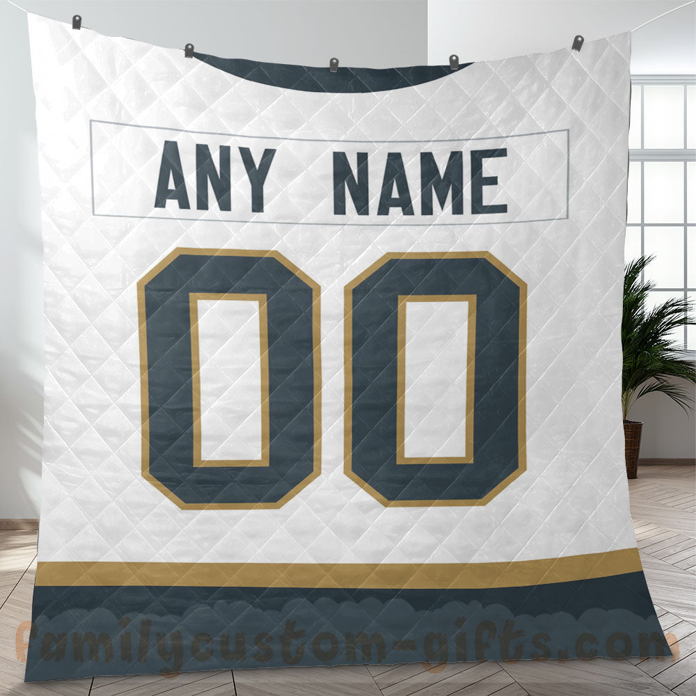 Custom Premium Quilt Blanket Vegas Jersey Ice Hockey Personalized Quilt Gifts for Her & Him