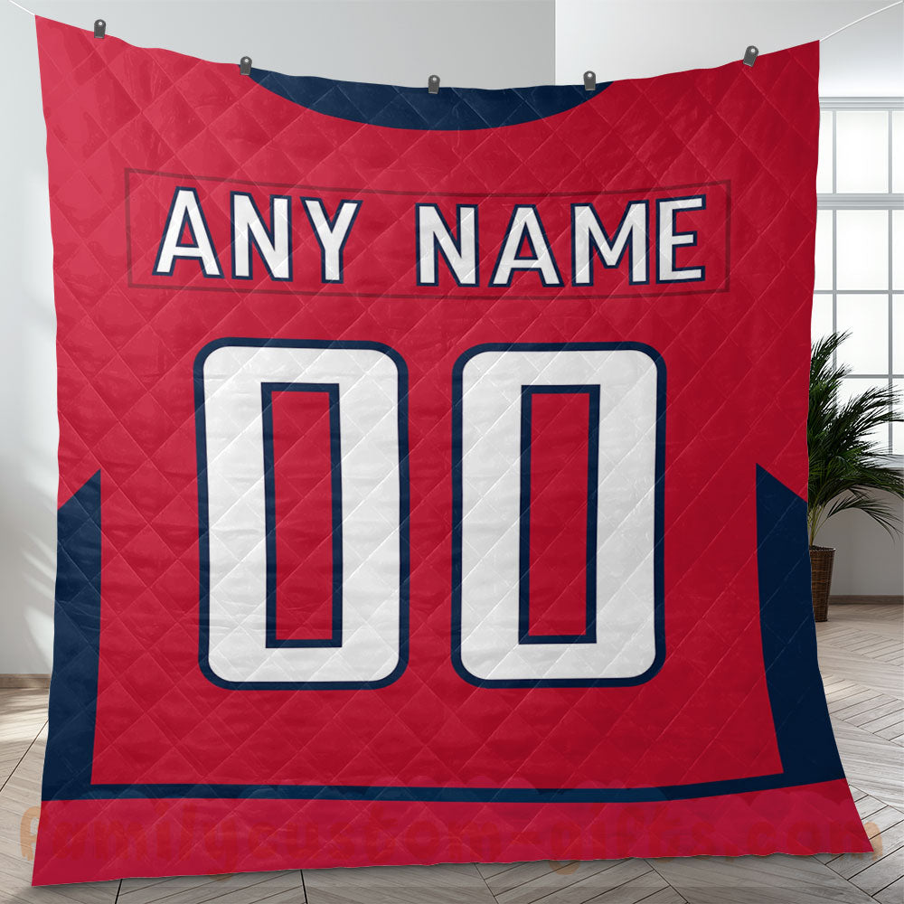 Custom Premium Quilt Blanket Washington Jersey Ice Hockey Personalized Quilt Gifts for Her & Him