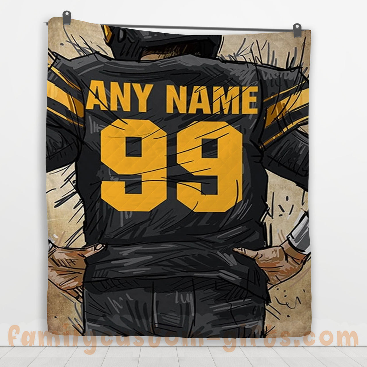 Custom Premium Quilt Blanket Pittsburgh Jersey American Football Personalized Quilt Gifts for Her & Him