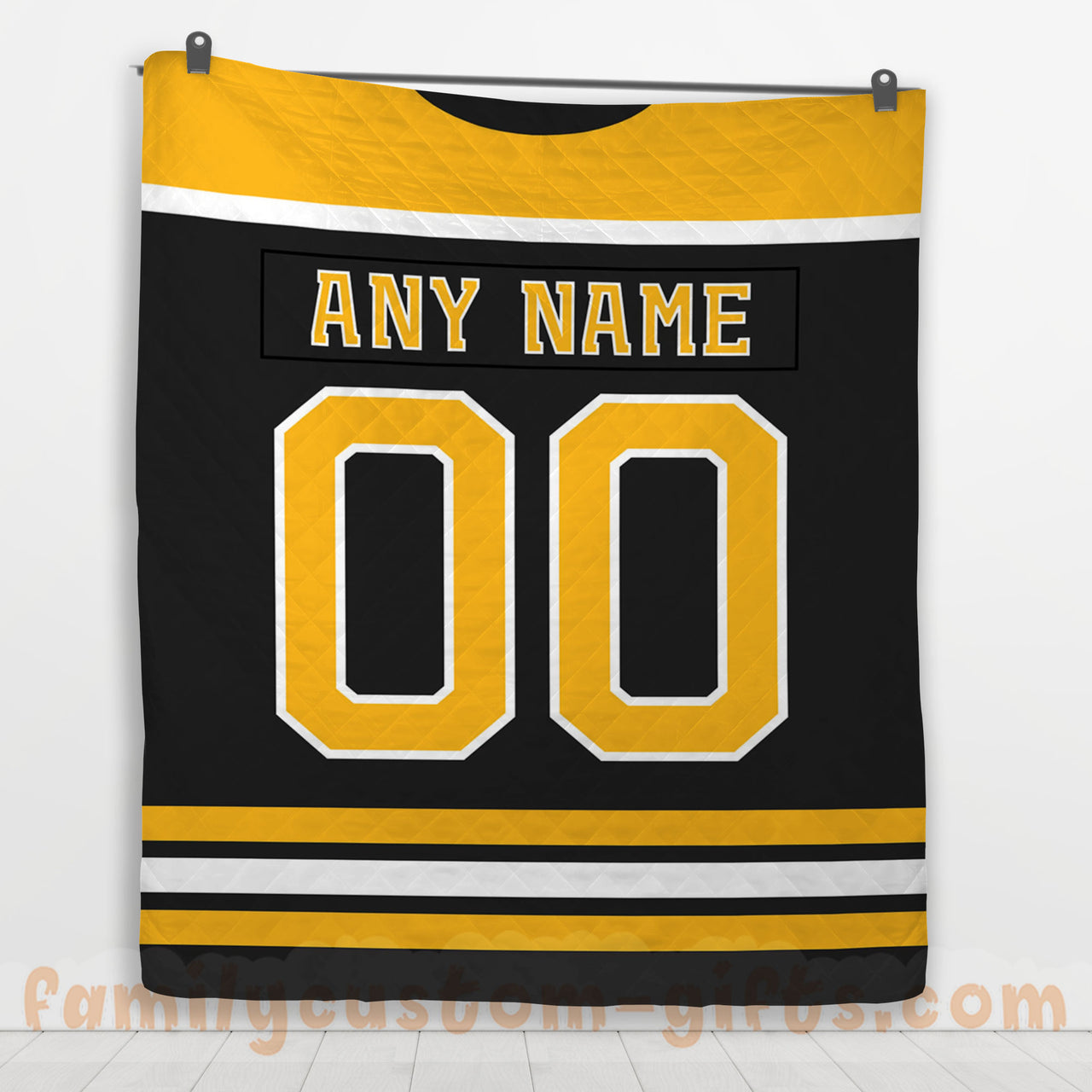 Custom Premium Quilt Blanket Boston Jersey Ice Hockey Personalized Quilt Gifts for Her & Him