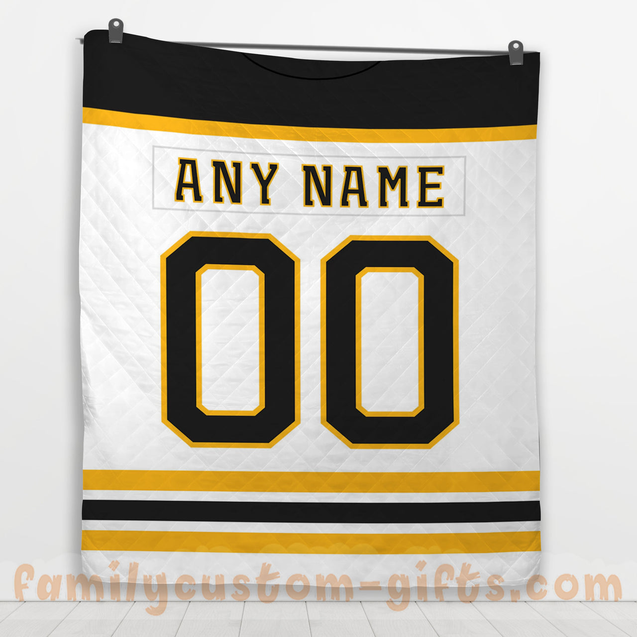Custom Premium Quilt Blanket Boston Jersey Ice Hockey Personalized Quilt Gifts for Her & Him