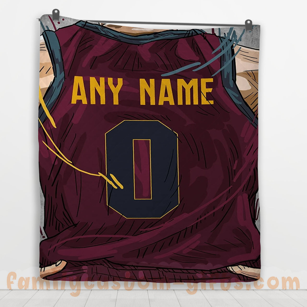 Custom Premium Quilt Blanket Cleveland Jersey Basketball Personalized Quilt Gifts for Her & Him