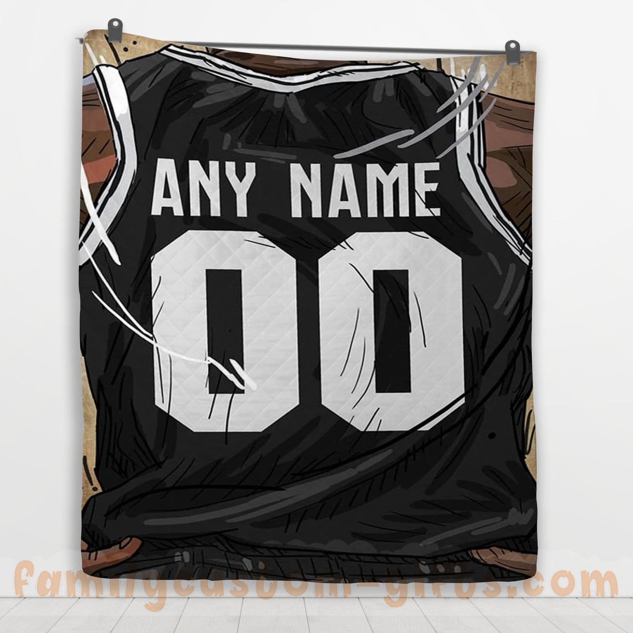 Custom Premium Quilt Blanket Brooklyn Jersey Basketball Personalized Quilt Gifts for Her & Him