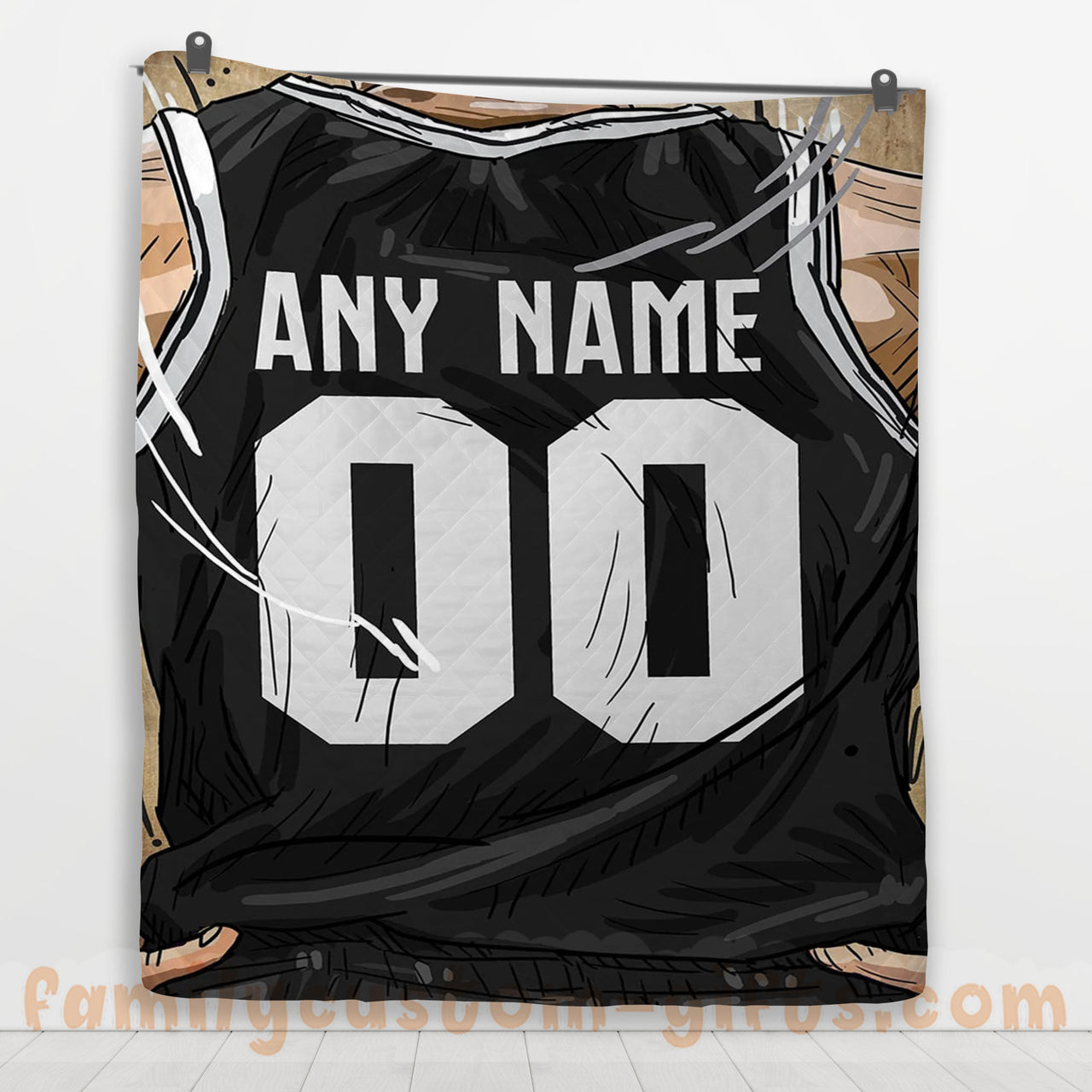 Custom Premium Quilt Blanket Brooklyn Jersey Basketball Personalized Quilt Gifts for Her & Him