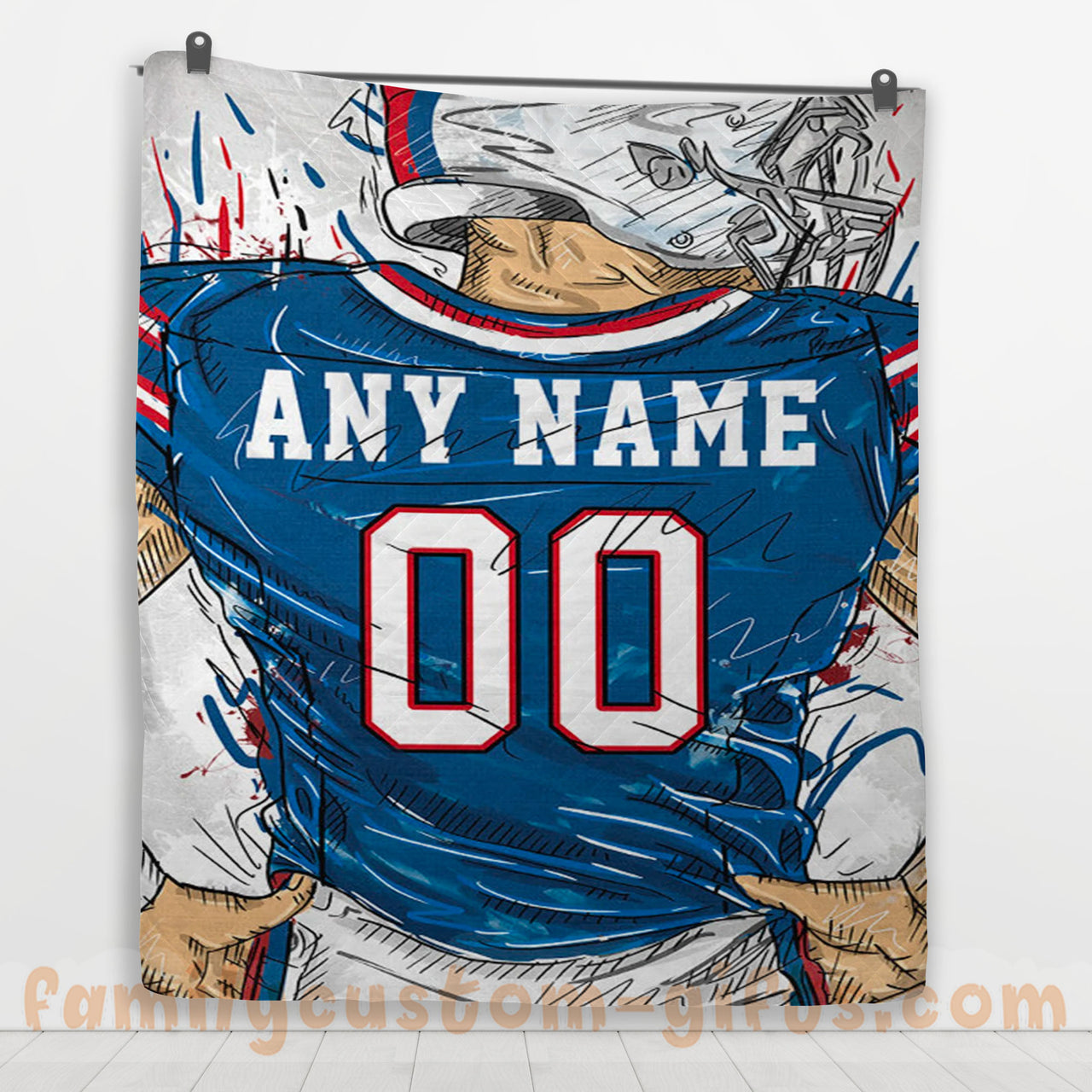 Custom Premium Quilt Blanket Buffalo Jersey American Football Personalized Quilt Gifts for Her & Him