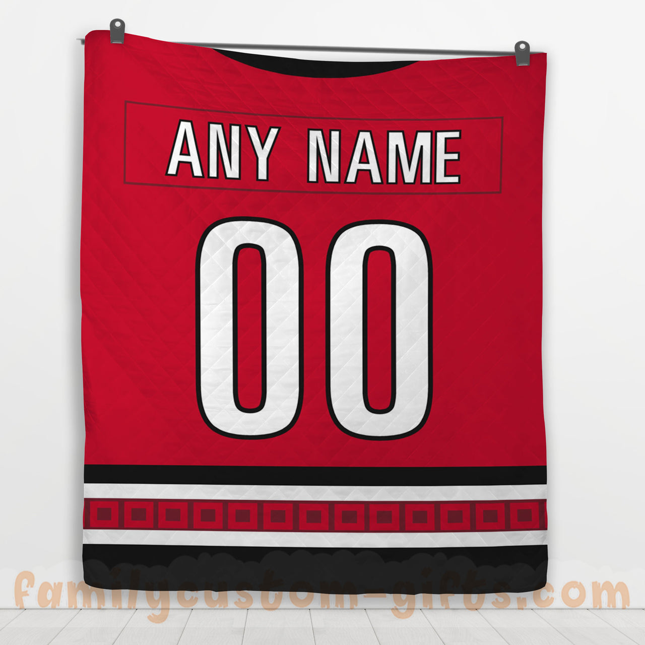 Custom Premium Quilt Blanket Carolina Jersey Ice Hockey Personalized Quilt Gifts for Her & Him