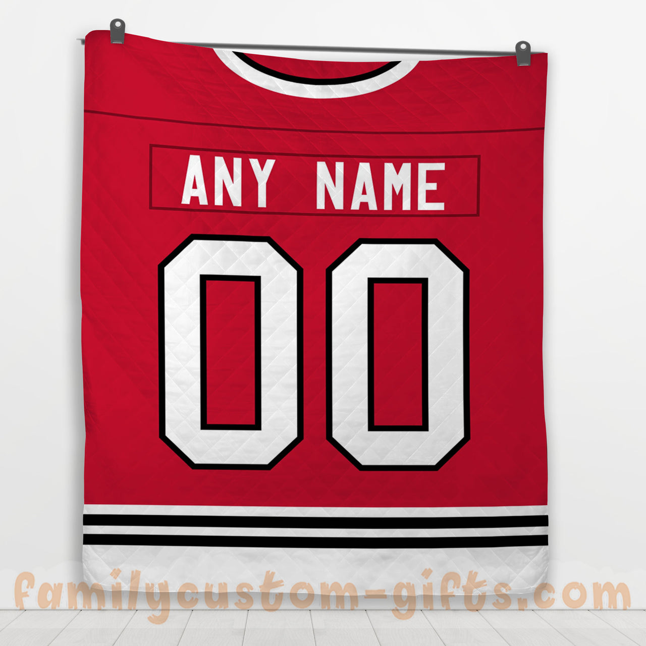 Custom Premium Quilt Blanket Chicago Jersey Ice Hockey Personalized Quilt Gifts for Her & Him