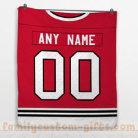 Thumbnail for Custom Premium Quilt Blanket Chicago Jersey Ice Hockey Personalized Quilt Gifts for Her & Him