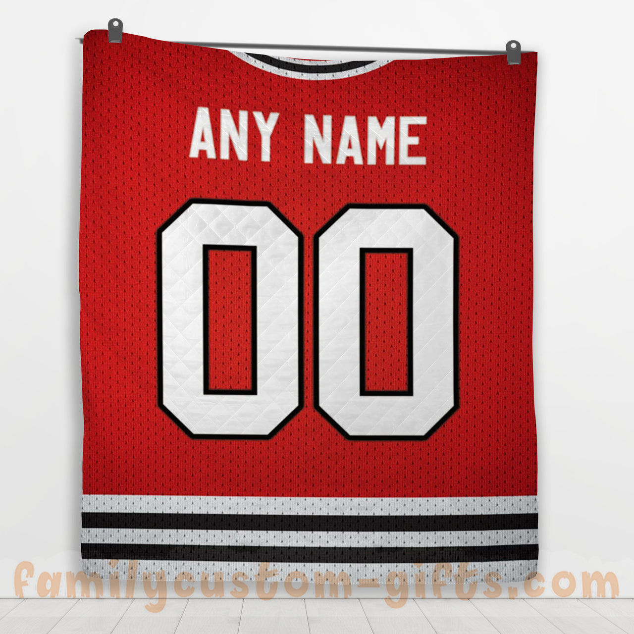 Custom Premium Quilt Blanket Chicago Jersey Ice Hockey Personalized Quilt Gifts for Her & Him