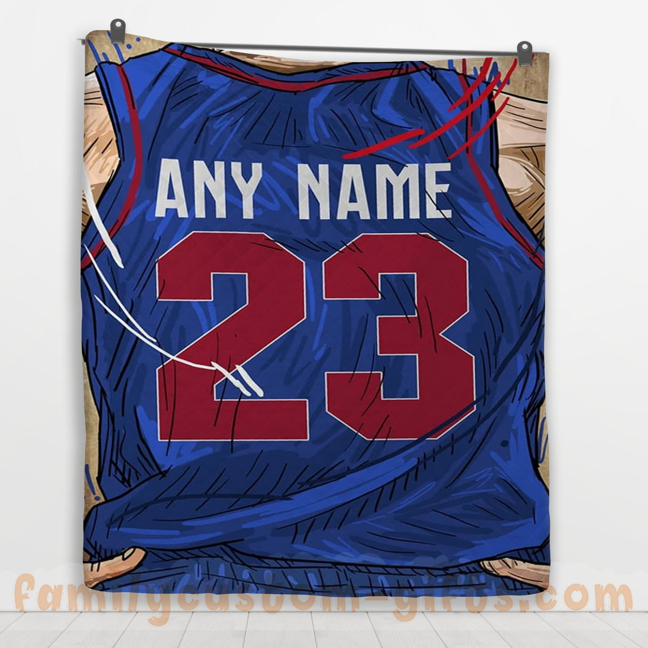 Custom Premium Quilt Blanket Detroit Jersey Basketball Personalized Quilt Gifts for Her & Him