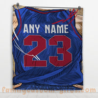 Thumbnail for Custom Premium Quilt Blanket Detroit Jersey Basketball Personalized Quilt Gifts for Her & Him