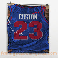 Thumbnail for Custom Premium Quilt Blanket Detroit Jersey Basketball Personalized Quilt Gifts for Her & Him