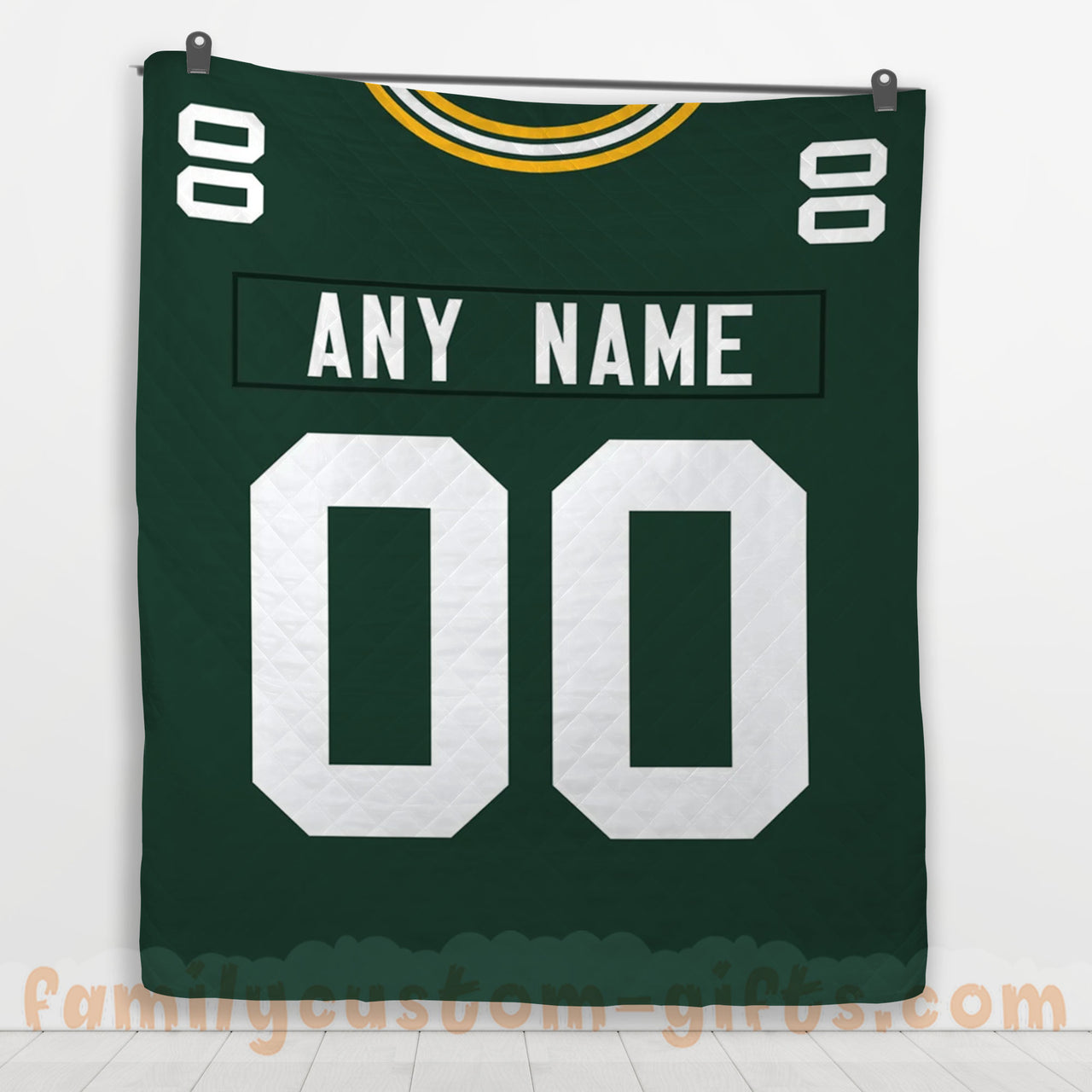 Custom Premium Quilt Blanket Green Bay Jersey American Football Personalized Quilt Gifts for Her & Him