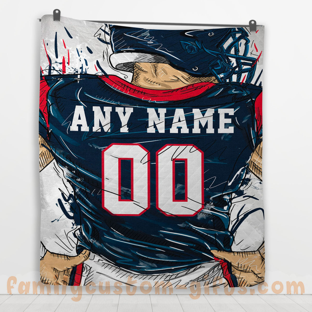 Custom Premium Quilt Blanket Houston Jersey American Football Personalized Quilt Gifts for Her & Him