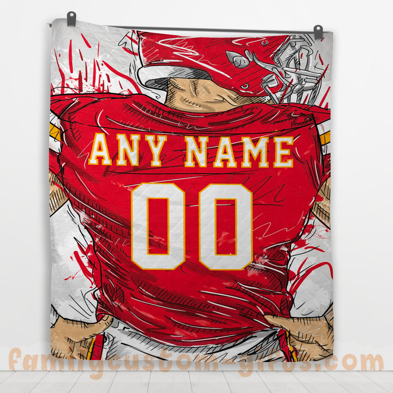 Custom Premium Quilt Blanket Kansas City Jersey American Football Personalized Quilt Gifts for Her & Him