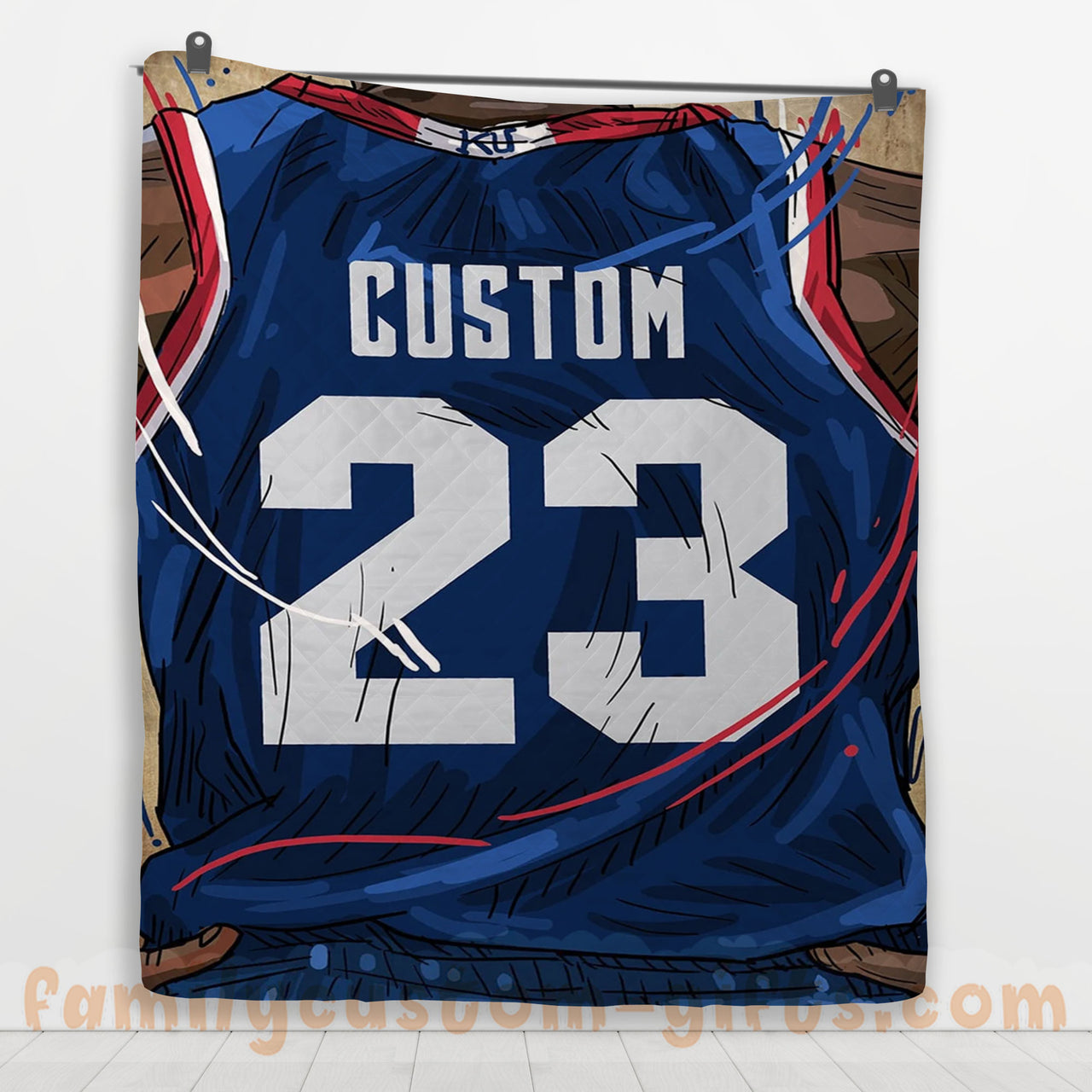 Custom Premium Quilt Blanket Kansas Jersey Basketball Personalized Quilt Gifts for Her & Him