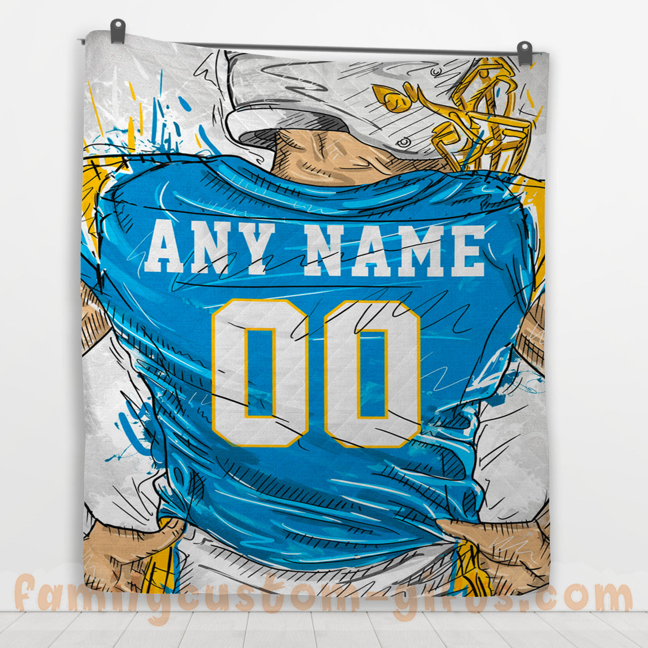 Custom Premium Quilt Blanket Los Angeles Jersey Football Personalized Quilt Gifts for Her & Him