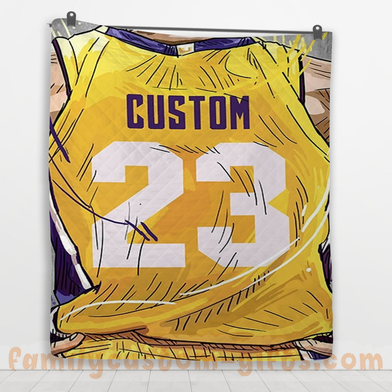 Custom Premium Quilt Blanket Los Angeles Jersey Basketball Personalized Quilt Gifts for Her & Him