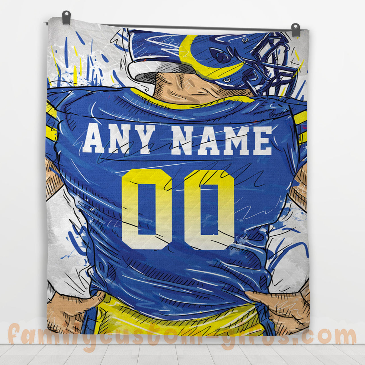 Custom Premium Quilt Blanket Los Angeles Jersey American Football Personalized Quilt Gifts for Her & Him