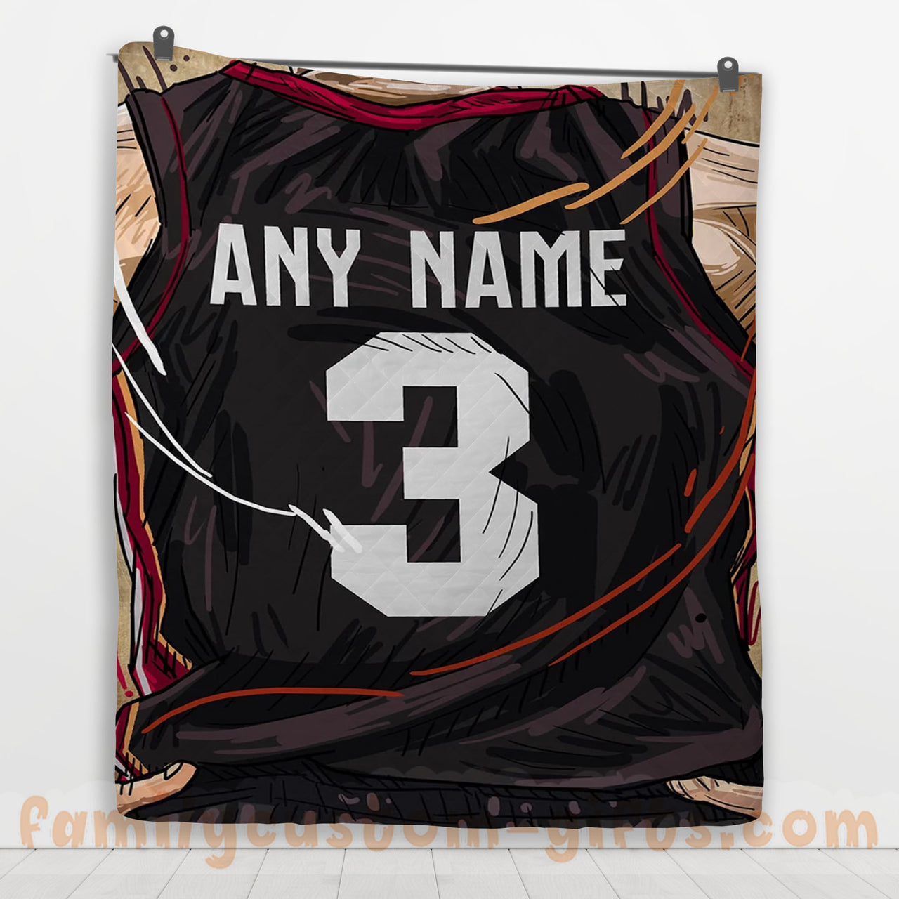 Custom Premium Quilt Blanket Miami Jersey Basketball Personalized Quilt Gifts for Her & Him