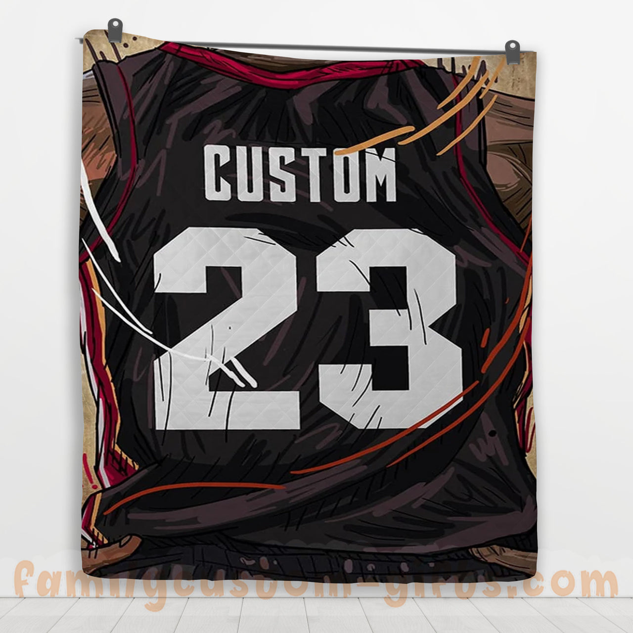 Custom Premium Quilt Blanket Miami Jersey Basketball Personalized Quilt Gifts for Her & Him