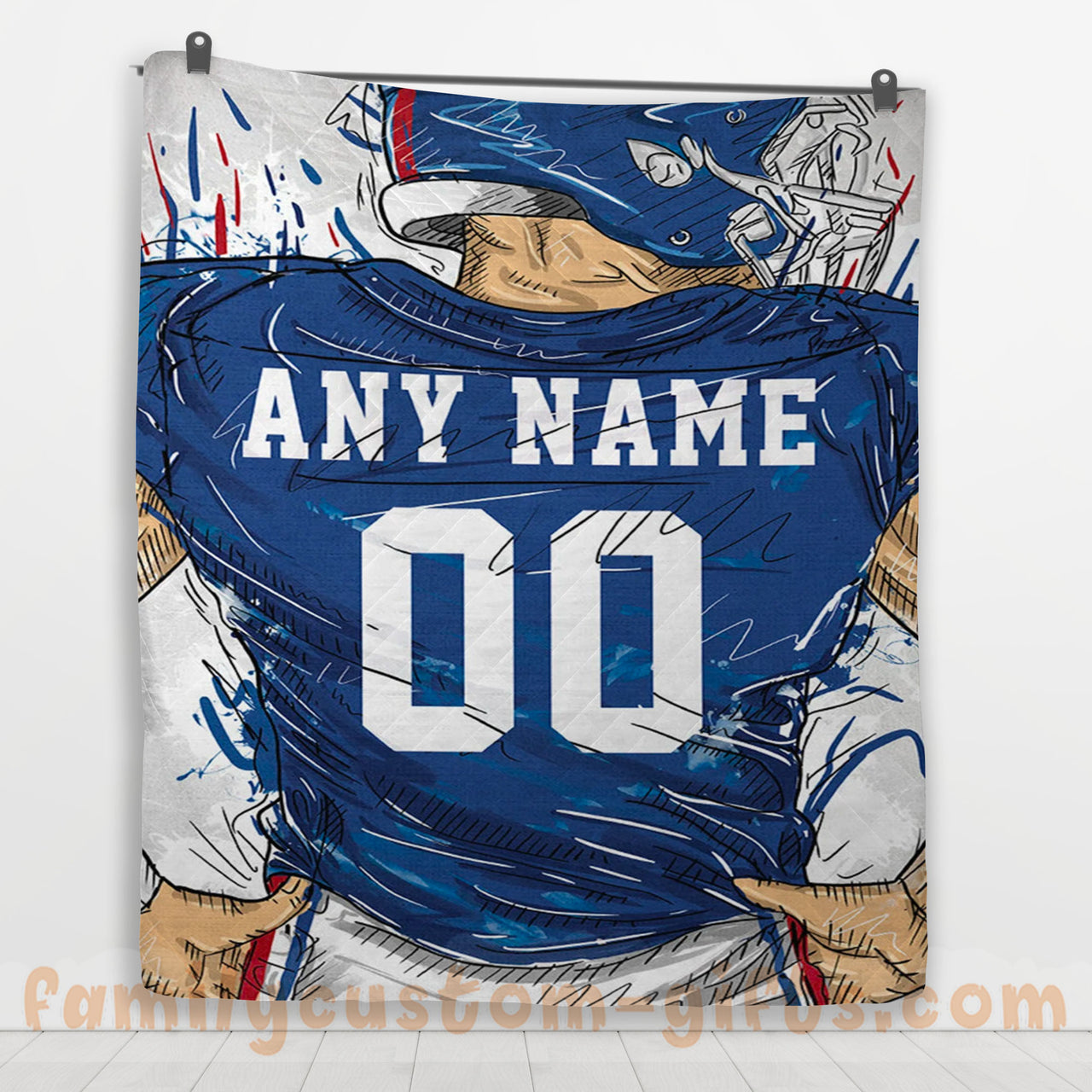 Custom Premium Quilt Blanket New York Jersey American Football Personalized Quilt Gifts for Her & Him