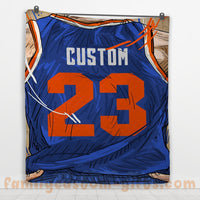 Thumbnail for Custom Premium Quilt Blanket New York Jersey Basketball Personalized Quilt Gifts for Her & Him
