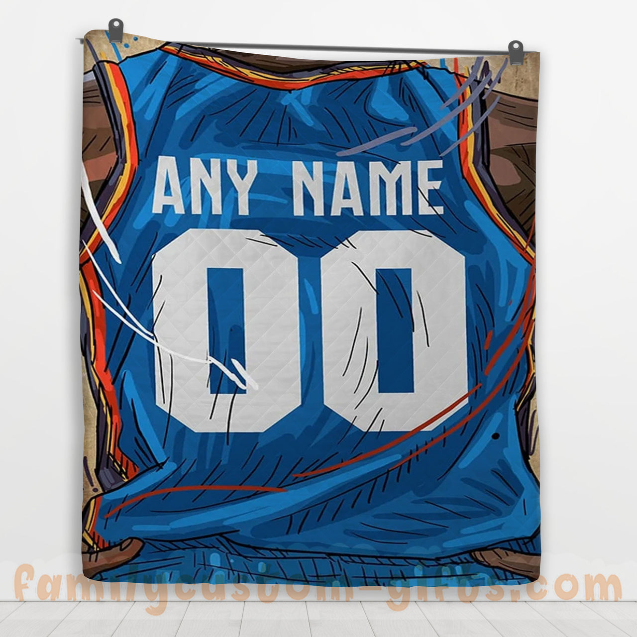 Custom Premium Quilt Blanket Oklahoma City Jersey Basketball Personalized Quilt Gifts for Her & Him