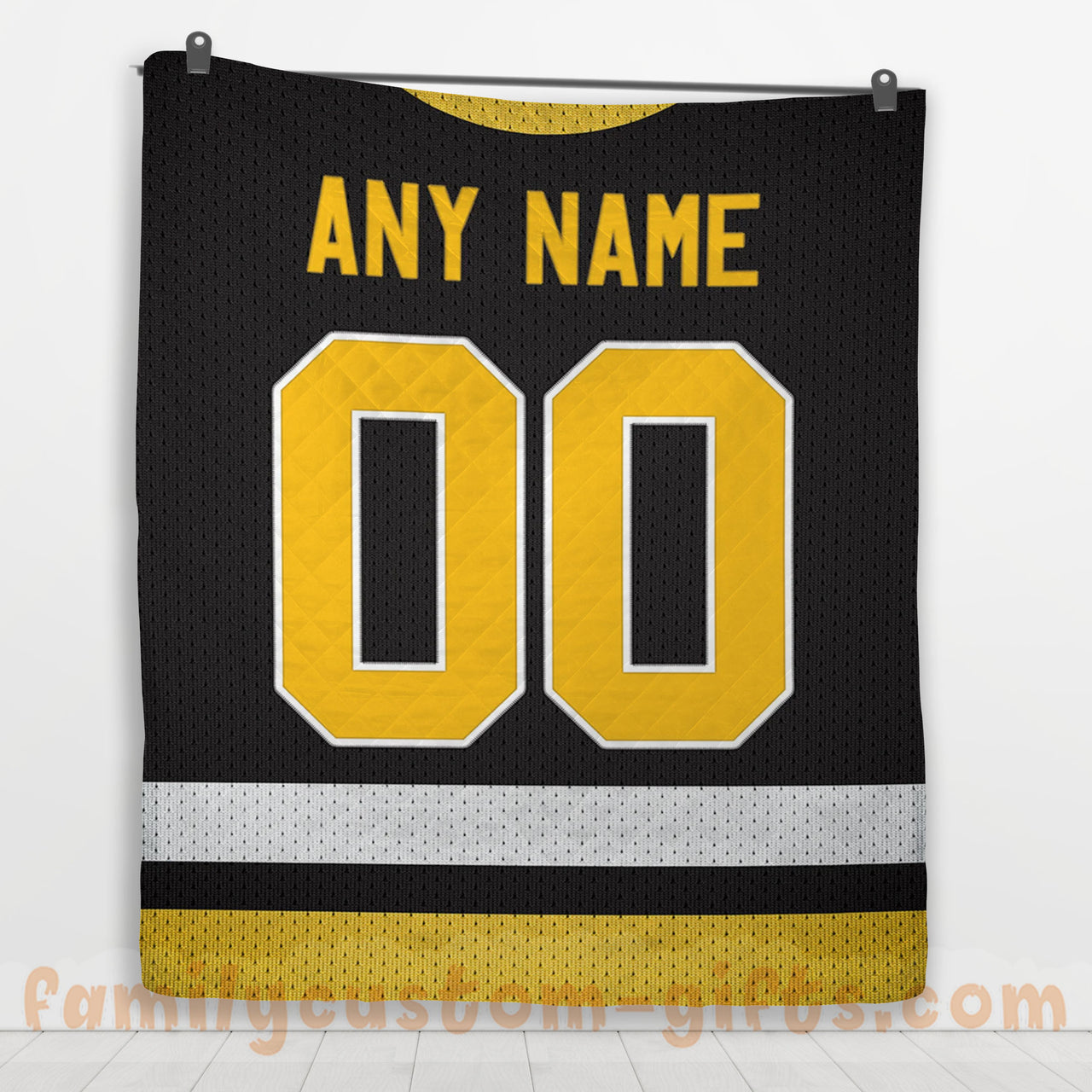 Custom Premium Quilt Blanket Pittsburgh Jersey Ice Hockey Personalized Quilt Gifts for Her & Him