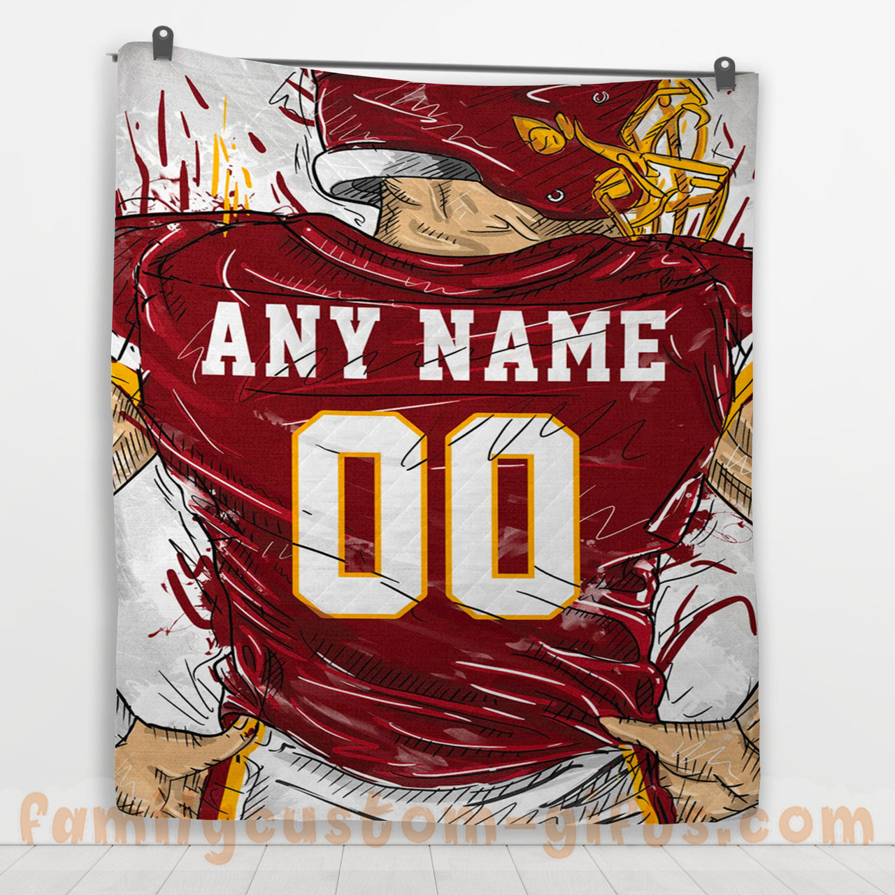 Custom Premium Quilt Blanket Washington Jersey American Football Personalized Quilt Gifts for Her & Him